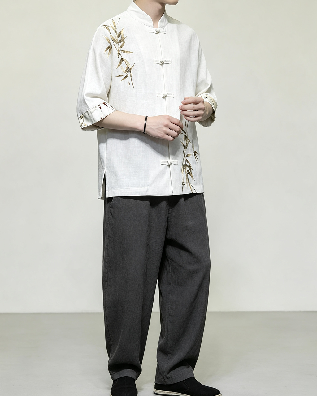 Men Chinese Style Linen Tang Shirt - 1
