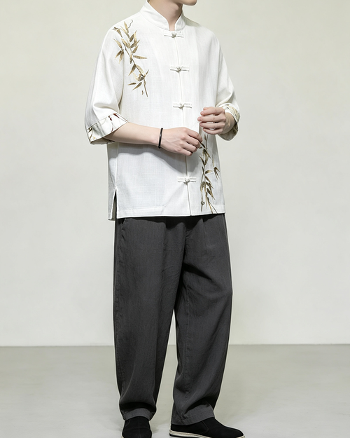 Men Chinese Style Linen Tang Shirt - 1