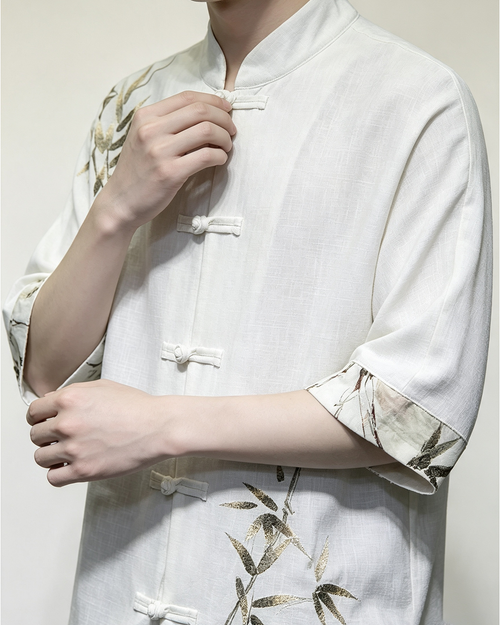 Men Chinese Style Linen Tang Shirt - 2