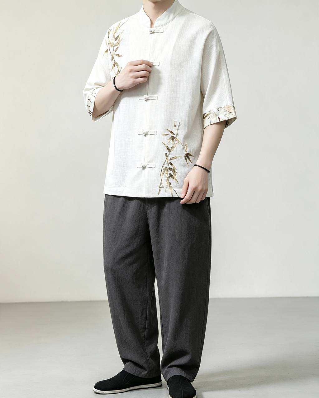 Men Chinese Style Linen Tang Shirt - 4