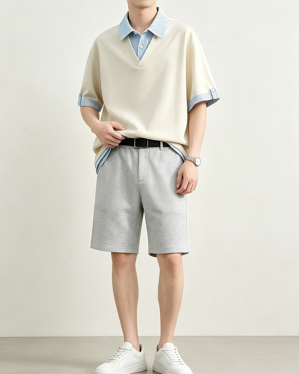 Men Fake Two Piece Short Sleeve Polo Shirt - 3