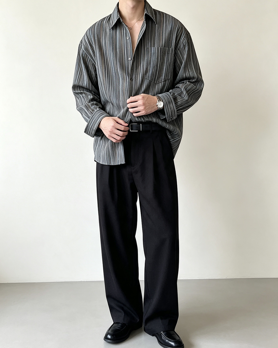 Men Vintage Striped Long Sleeve Shirt - 4