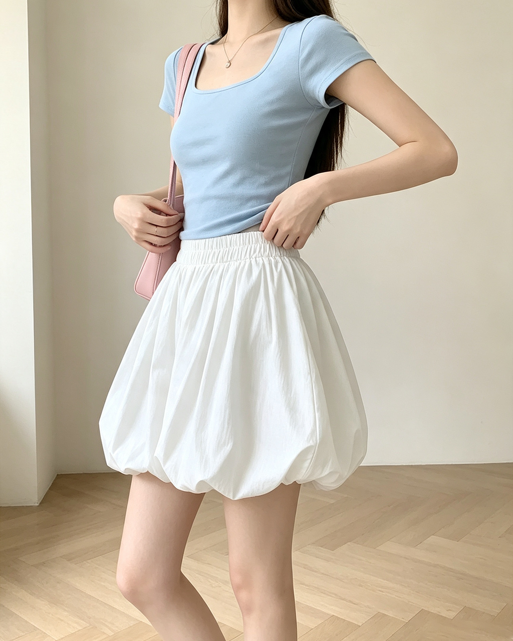 Women Puff Balloon Skort Summer High Waist - 4