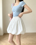 Women Puff Balloon Skort Summer High Waist - 4